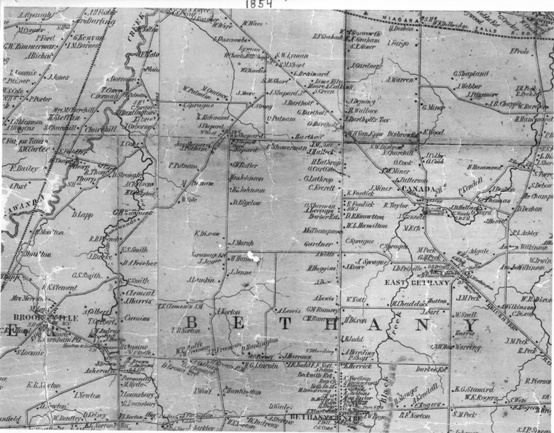 1854 Map of the south-central part of Genesee County, New York