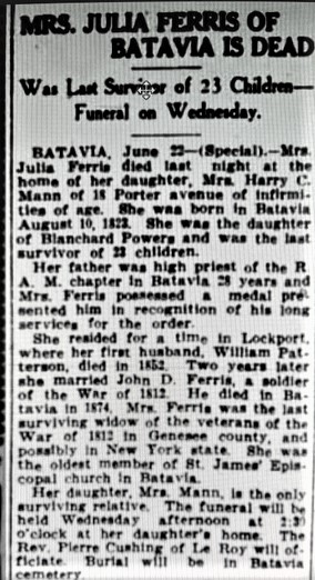 Obituary of Julia Powers Patterson Ferris