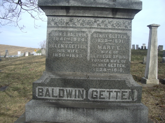 Henry Getten, 1822-1871 husband of Mary Elizabeth Churchill, West Bethany Cemetery