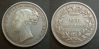 Shilling 1850 Coin Front and Reverse sides