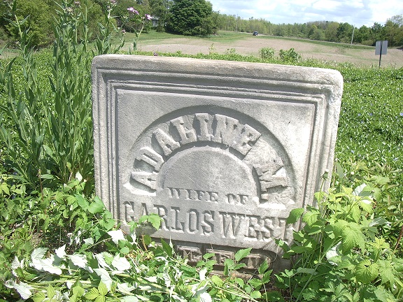 Grave marker for Adeline Mary Brown West (1826-1857)