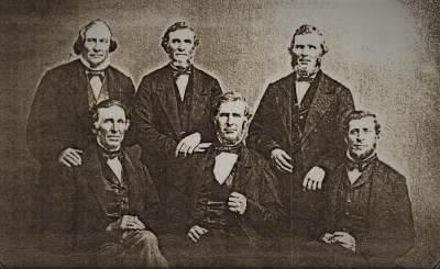 The Shepard brothers, left to right in birth order, front row:  James Shepard (1804), Asahel (1806), John Jr. (1811); back row: Ira (1813) and twins Martin and Marvin (1814)