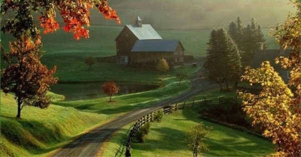 An idyllic representation of the 19th century Shepard farmstead in Genesee County, New York